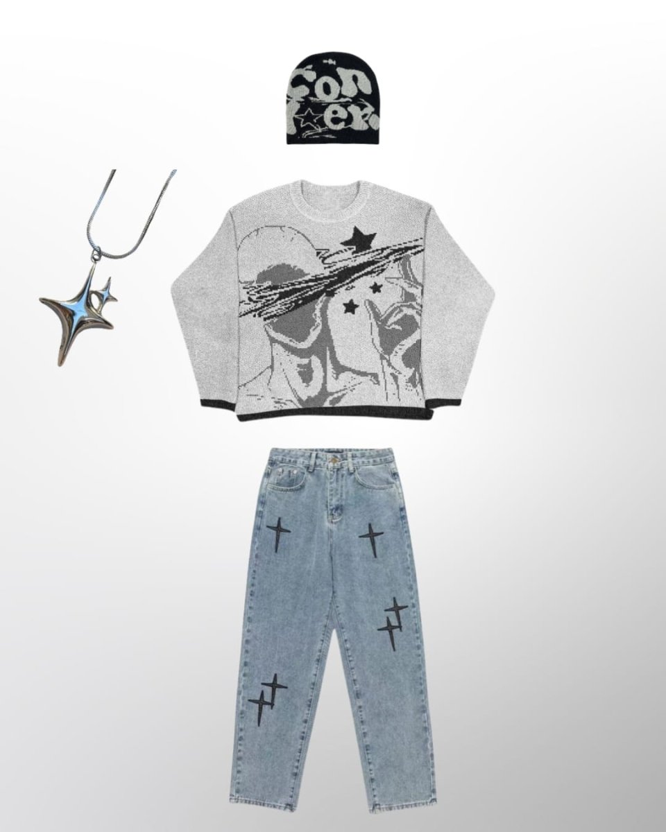 OUTFIT 1 - Y - SIDE - y2k - streetwear - opium - knit - zipups