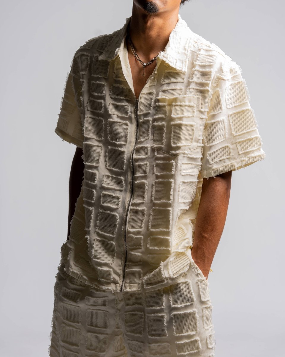 "TILES" Shirt - Y - SIDE - y2k - streetwear - opium - knit - zipups